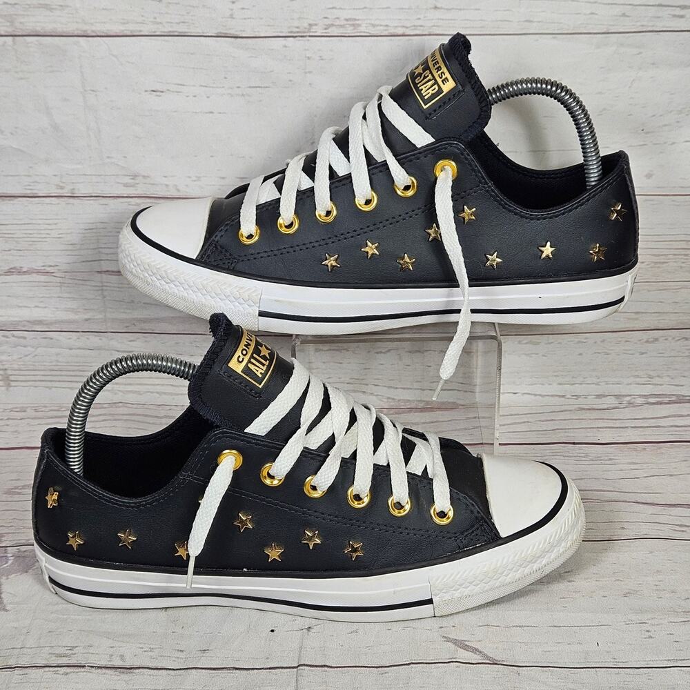 Converse Athletic Shoes Women's Black Gold US 8 Star Studded Low Top - Picture 1 of 8